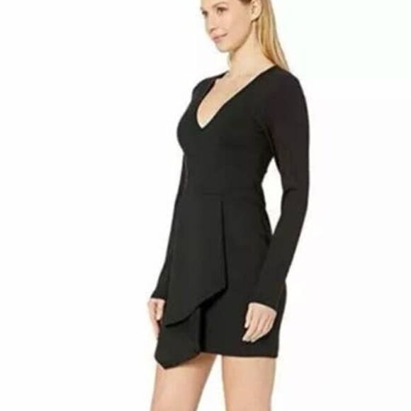 Susana Monaco Black V neck long sleeve mini dress